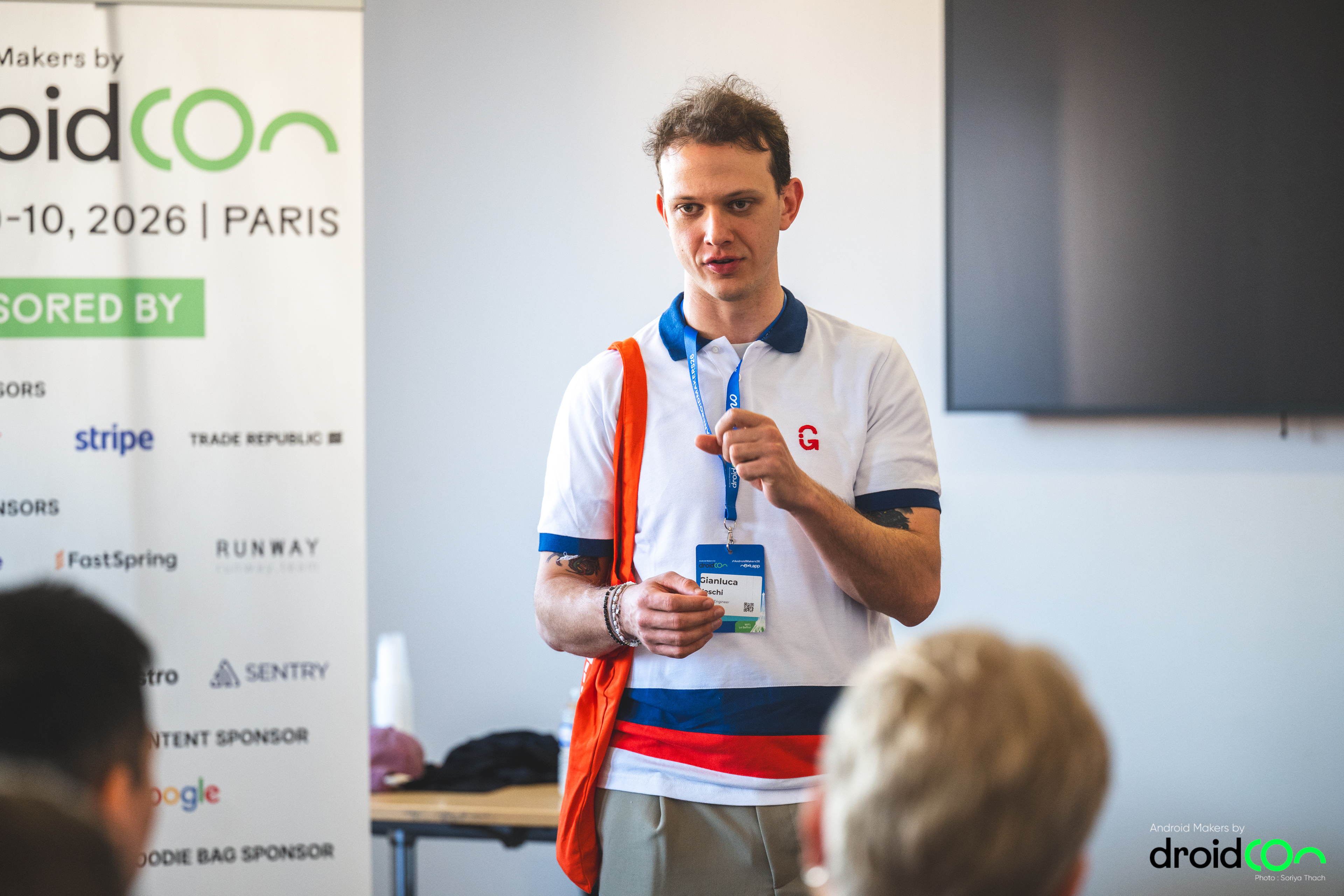 Gianluca speaking at Android Makers 2026